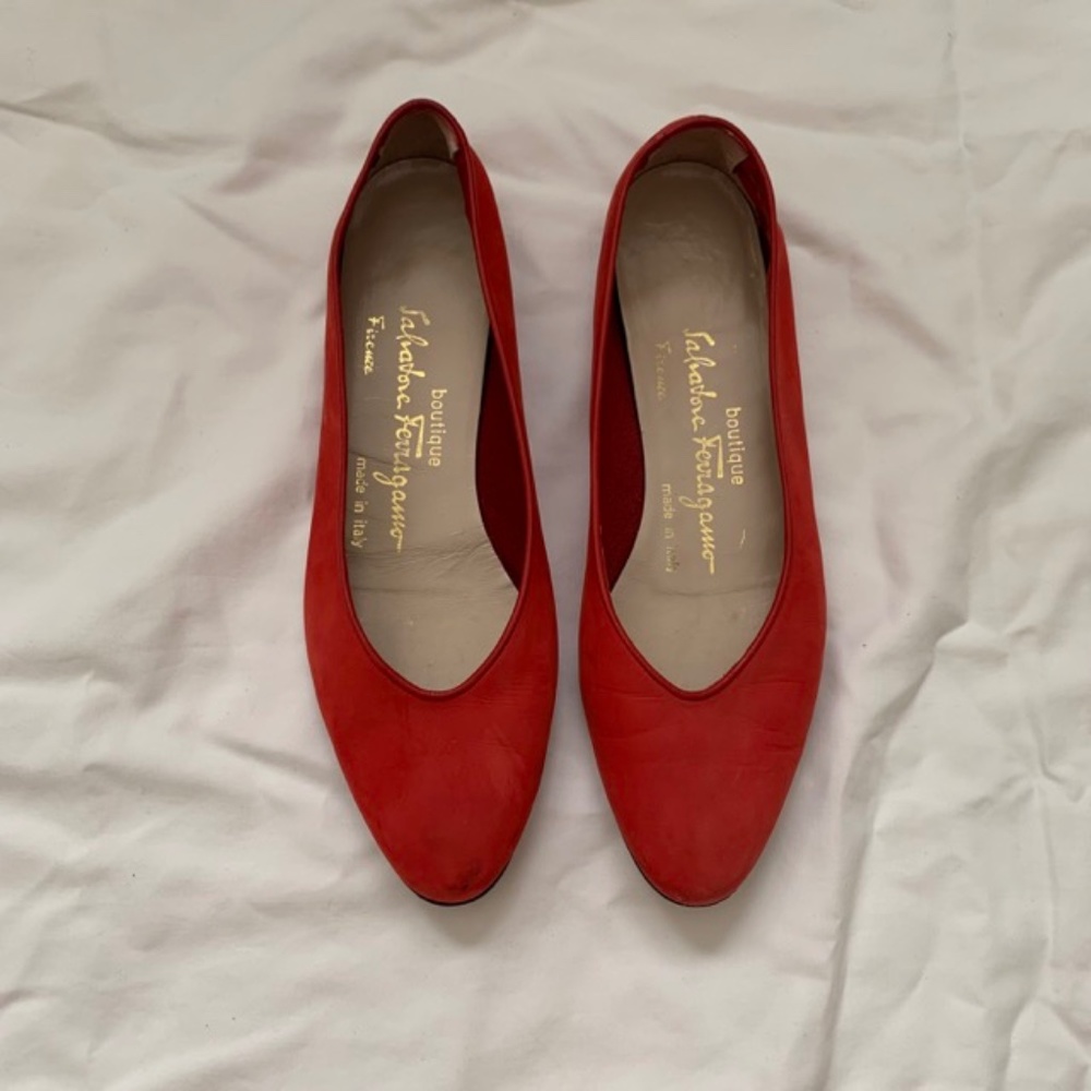 Vintage Ferragamo Red Flats (demi wedge)
